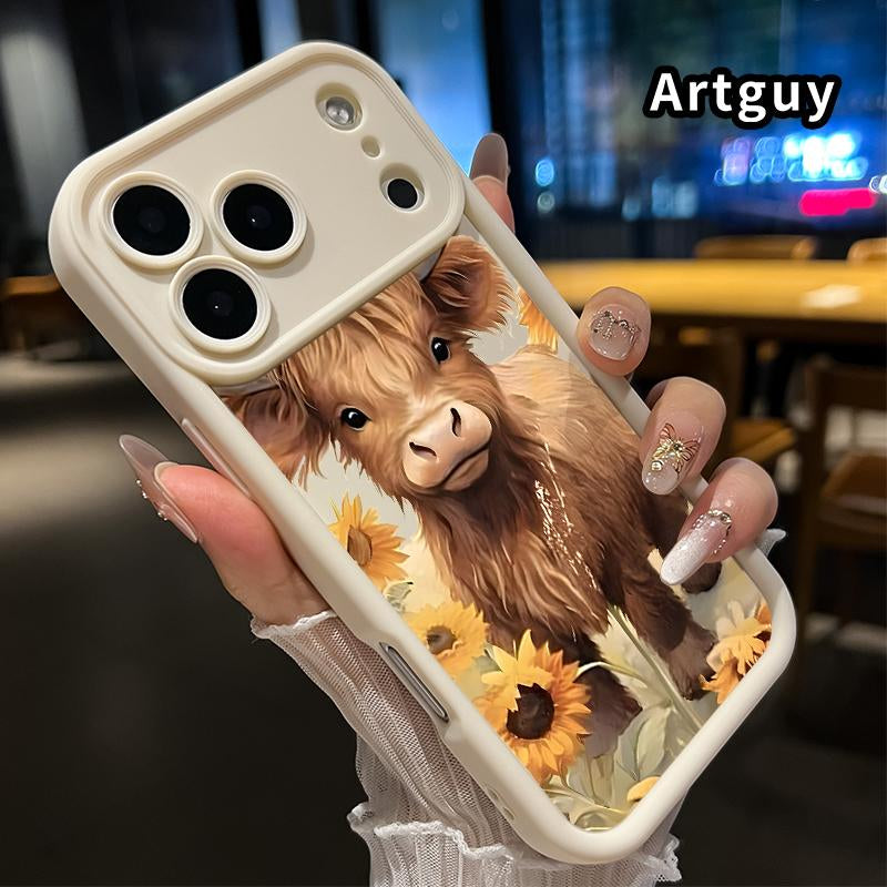 Soft Case for Iphone 17 Pro Max 16 plus 15 14 13 12 11 Air E Shockproof Drop Protection Rugged Durable Barn - Cow - Sunflowers Silicone Cover