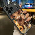 Soft Case for Iphone 17 Pro Max 16 plus 15 14 13 12 11 Air E Shockproof Drop Protection Rugged Durable Barn - Cow - Sunflowers Silicone Cover