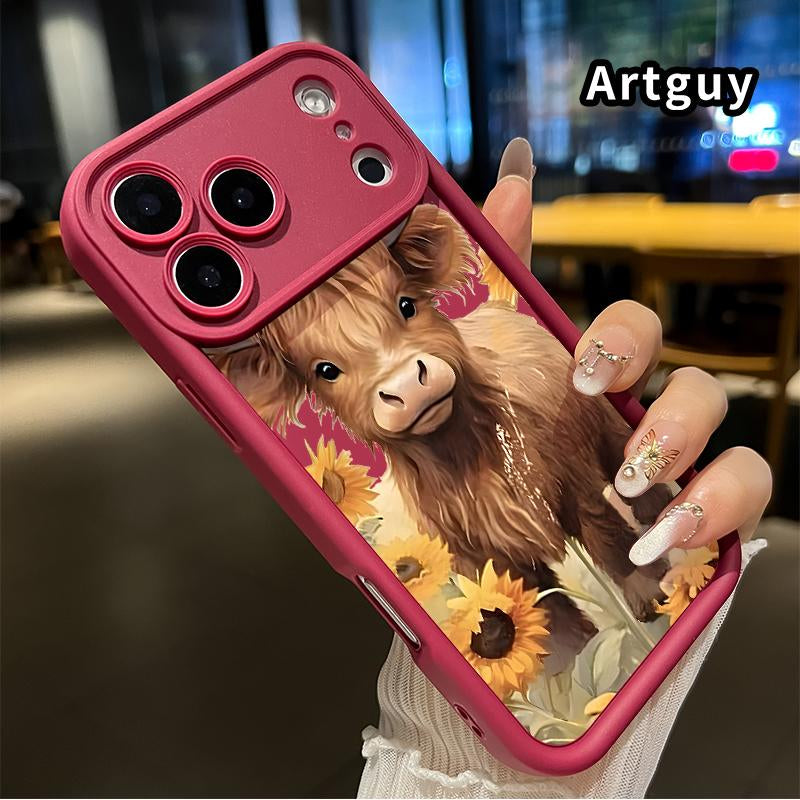 Soft Case for Iphone 17 Pro Max 16 plus 15 14 13 12 11 Air E Shockproof Drop Protection Rugged Durable Barn - Cow - Sunflowers Silicone Cover